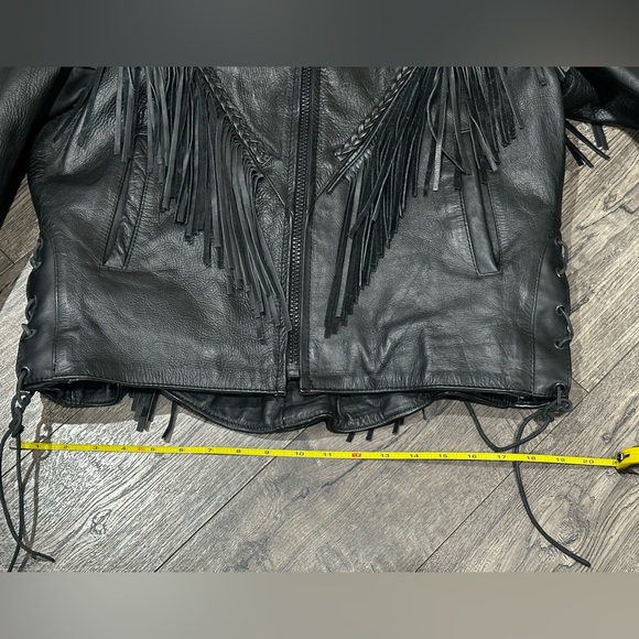 Unik Vtg Black Leather Fringe Jacket - Picture 12 of 16